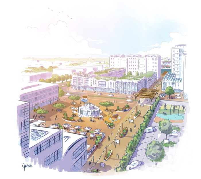 3D visualisatie gebiedsvisie winkelcentrum De Baronie Alphen aan den Rijn
