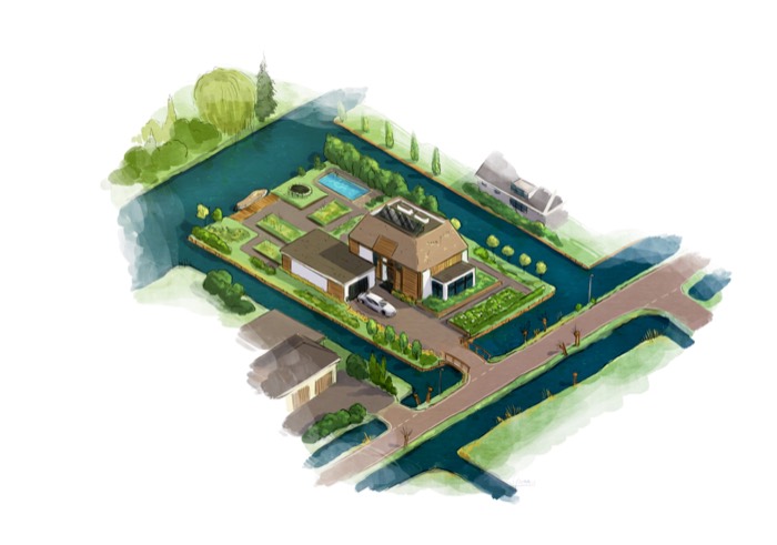 Artist impression beeldkwaliteitsplan 's-Gravenweg met architectuur en groene inrichting